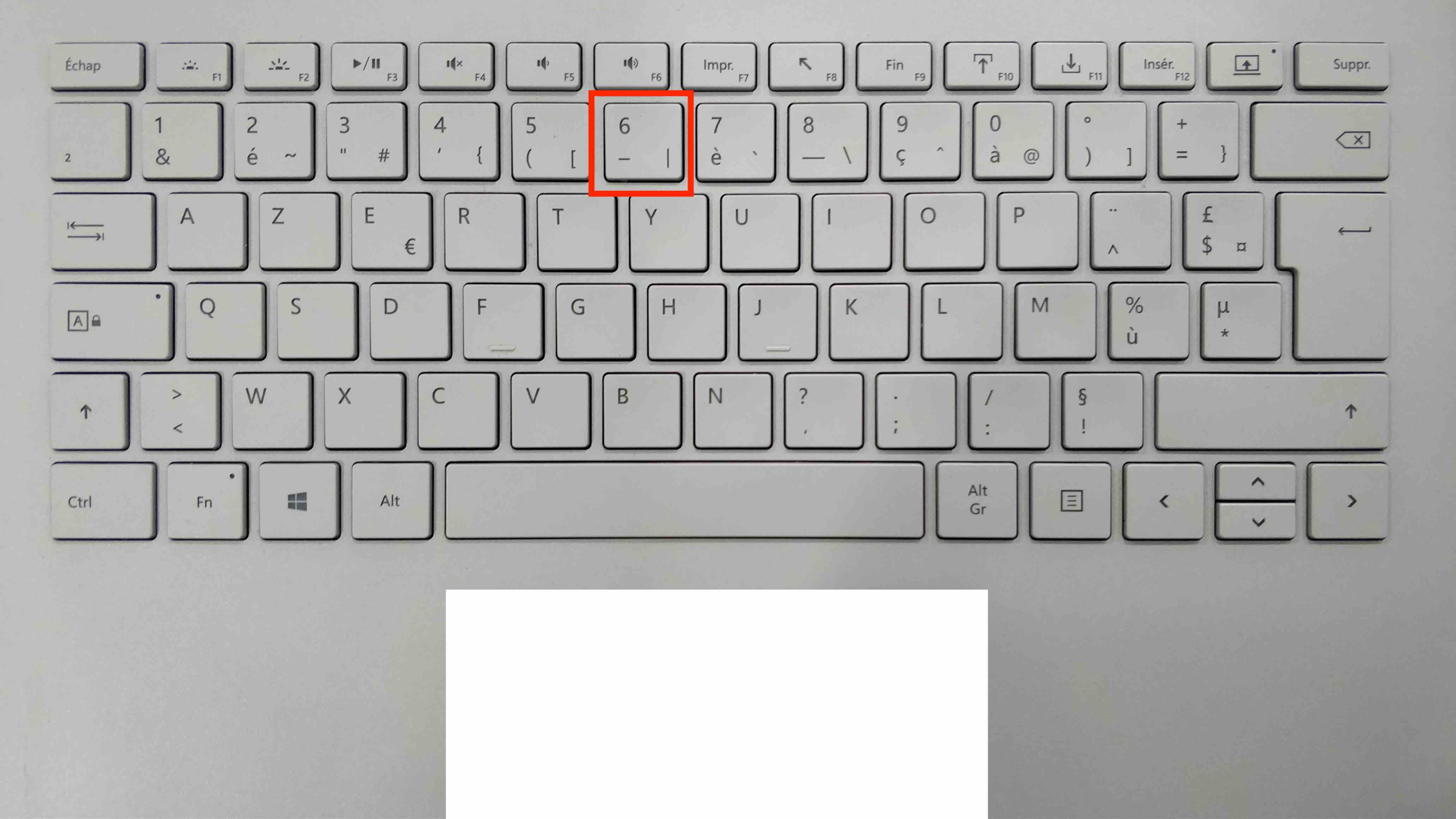 Touche de Remplacement "6" pour Clavier français Microsoft Surfaceb...